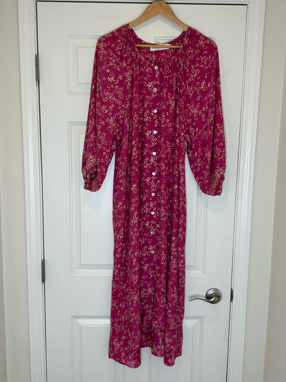 Natalie Martin Alex Midi Dress Silk tie sash Fuchsia and Cream Floral S